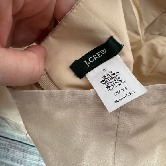 J. Crew 100% Silk Strapless Dress With Bow 8 - Picture 2 of 3